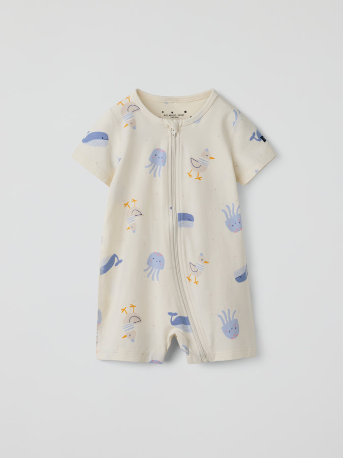 Kortärmad pyjamasoverall fiskar Kortärmad pyjamasoverall fiskar