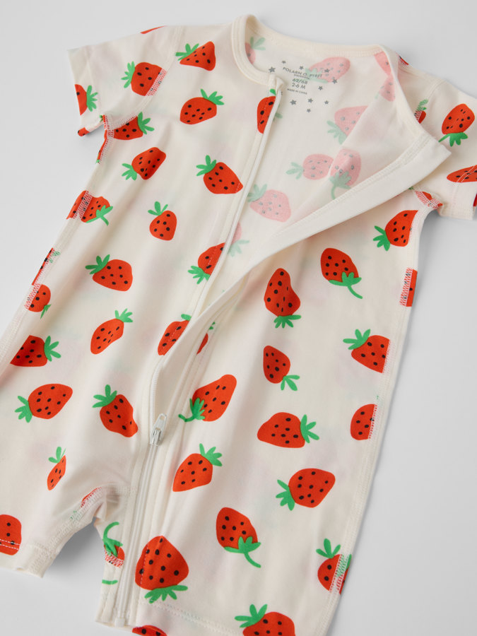 Kortärmad pyjamasoverall jordgubbar Kortärmad pyjamasoverall jordgubbar