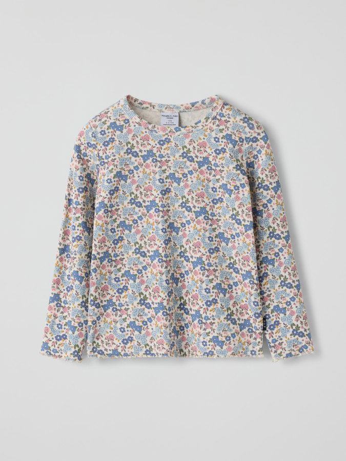 Ribbad tröja blommig Ribbad tröja blommig