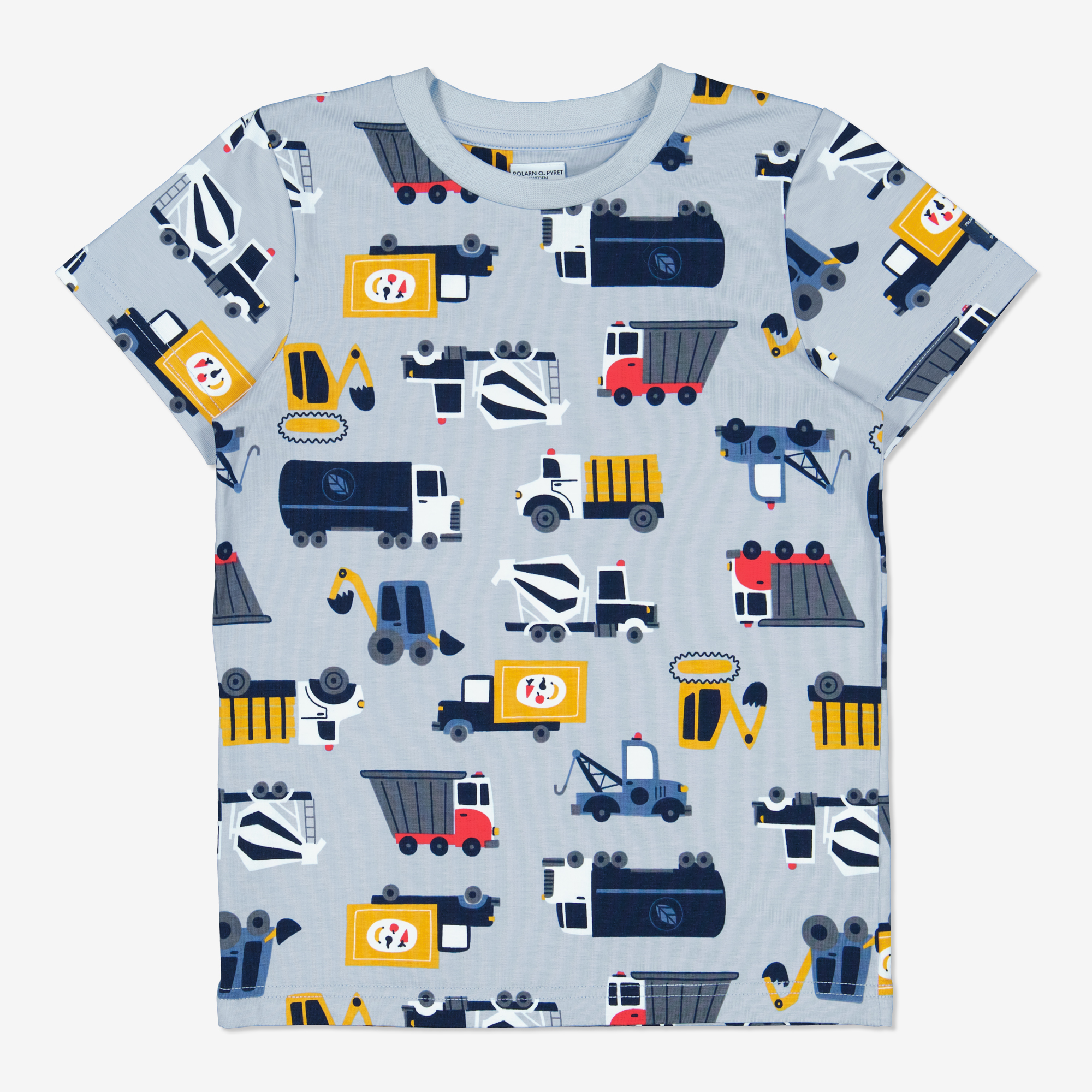 Polarn O. Pyret T-shirt med fordonstryck ljusblå