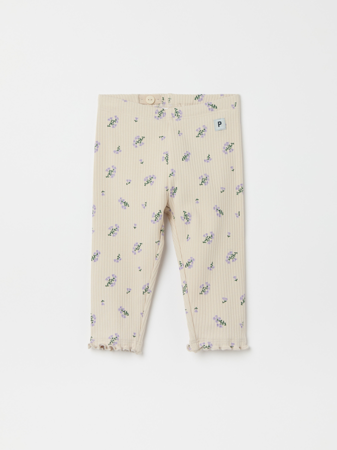 Ribbade leggings baby blommor