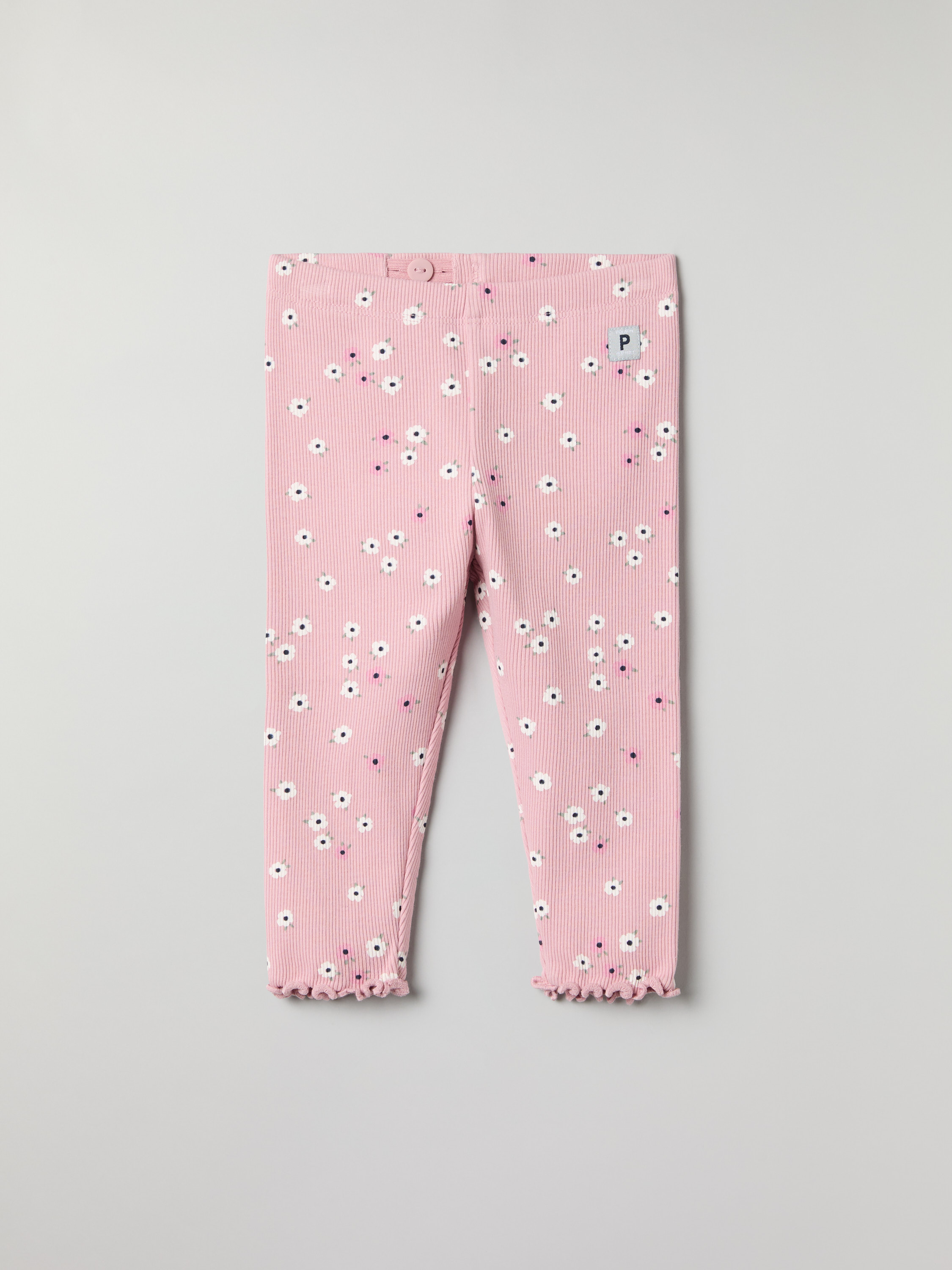 Polarn O. Pyret Ribbade leggings blommiga