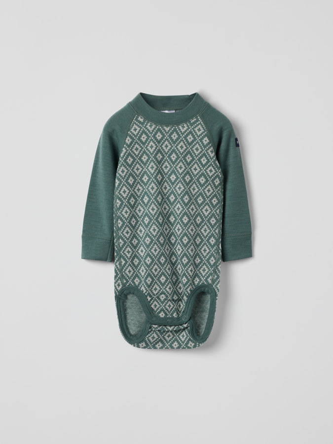 Långärmad body merinoull jaquard Långärmad body merinoull jaquard